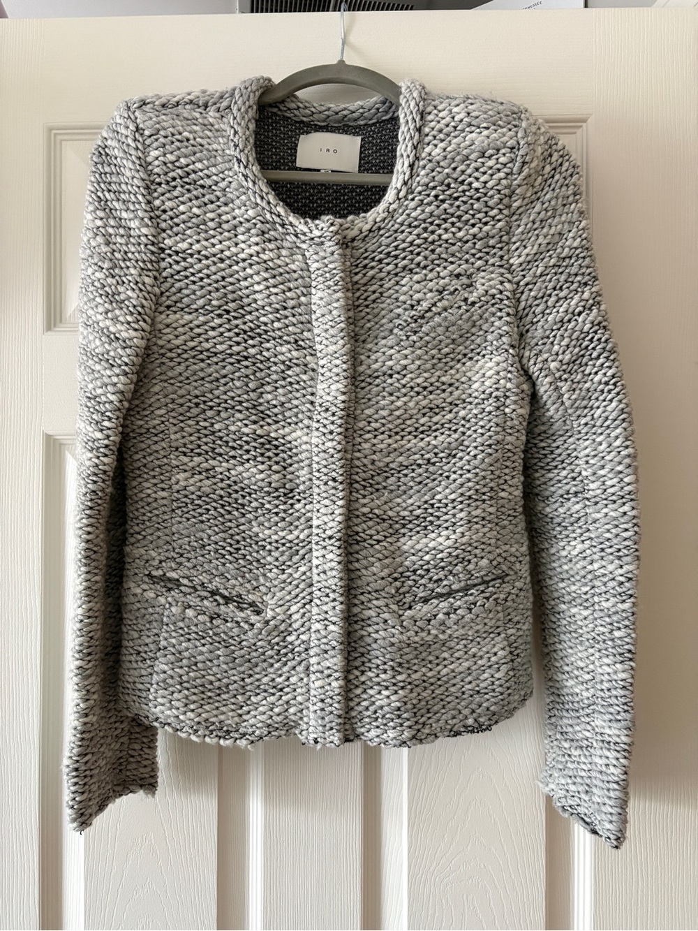 IRO Carene Gray and White Marled Knit Jacket